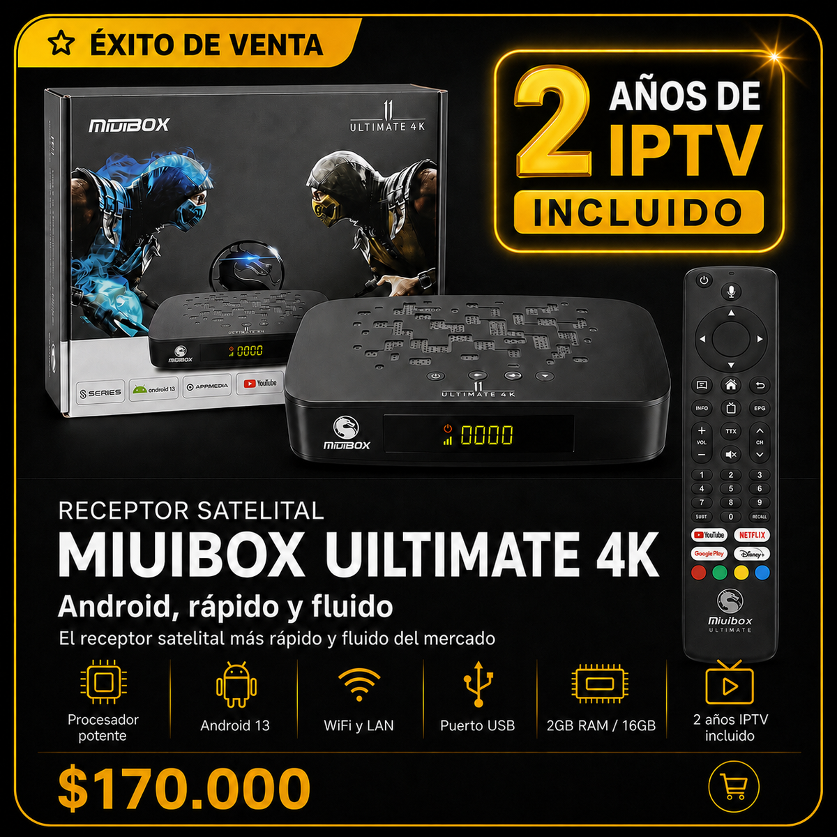 Receptor Satelital Miuibox Ultimate 4K