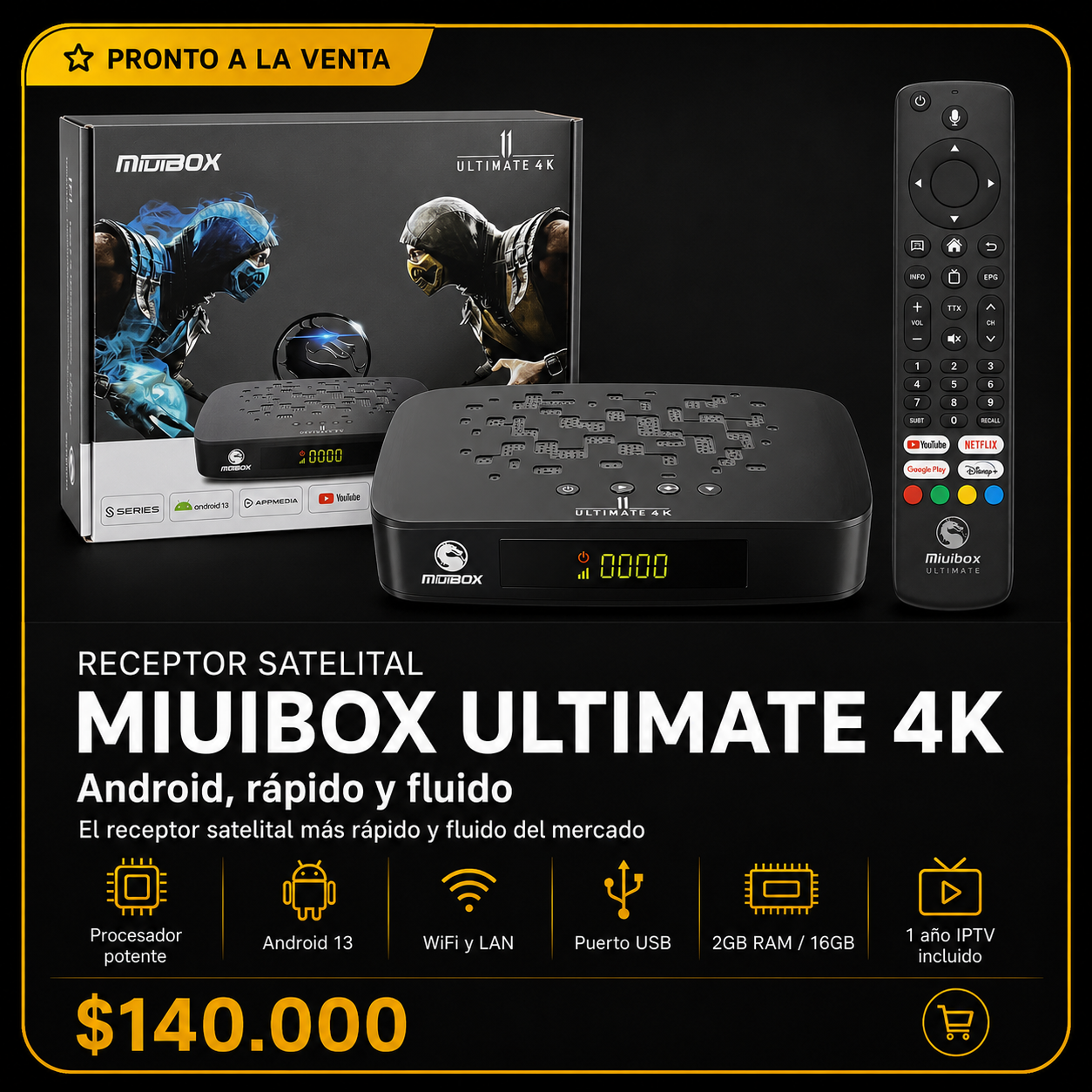 Receptor Satelital Miuibox Ultimate 4K