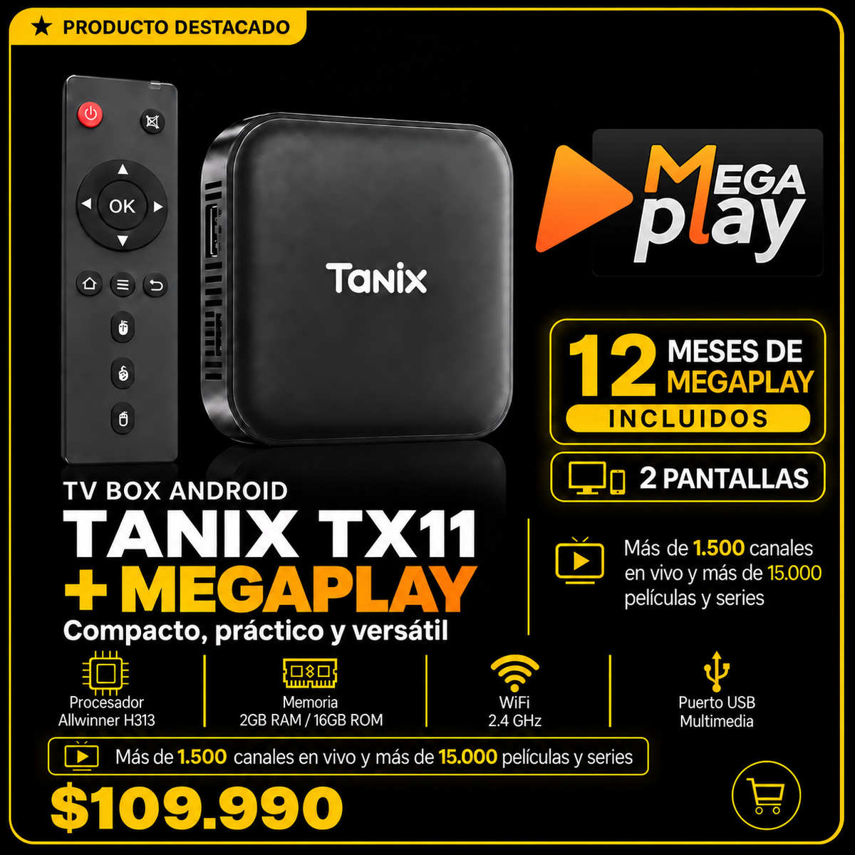 TV Box Android Tanix TX11 + Megaplay