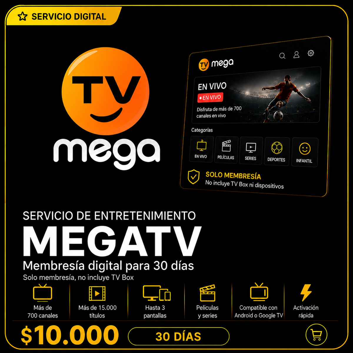 MegaTV - 30 días / 3 Pantallas